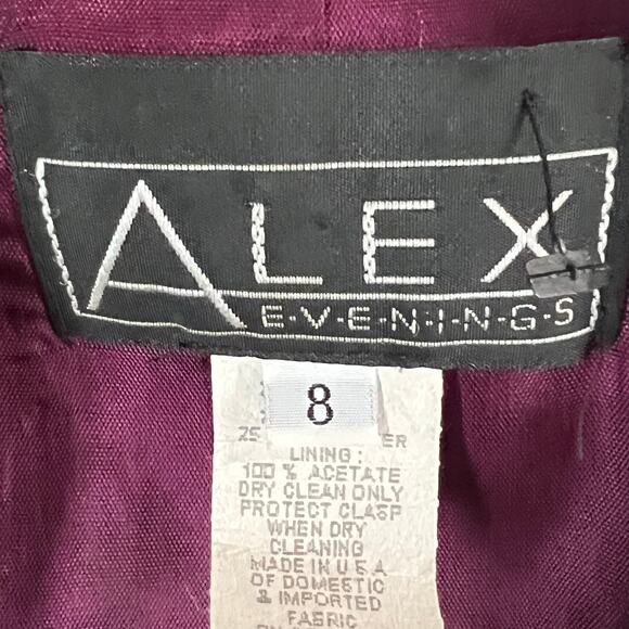 Alex Evenings Vintage Blazer Jacket Women 8 Purple Crinkled Cocktail Whimsygoth - Picture 13 of 15